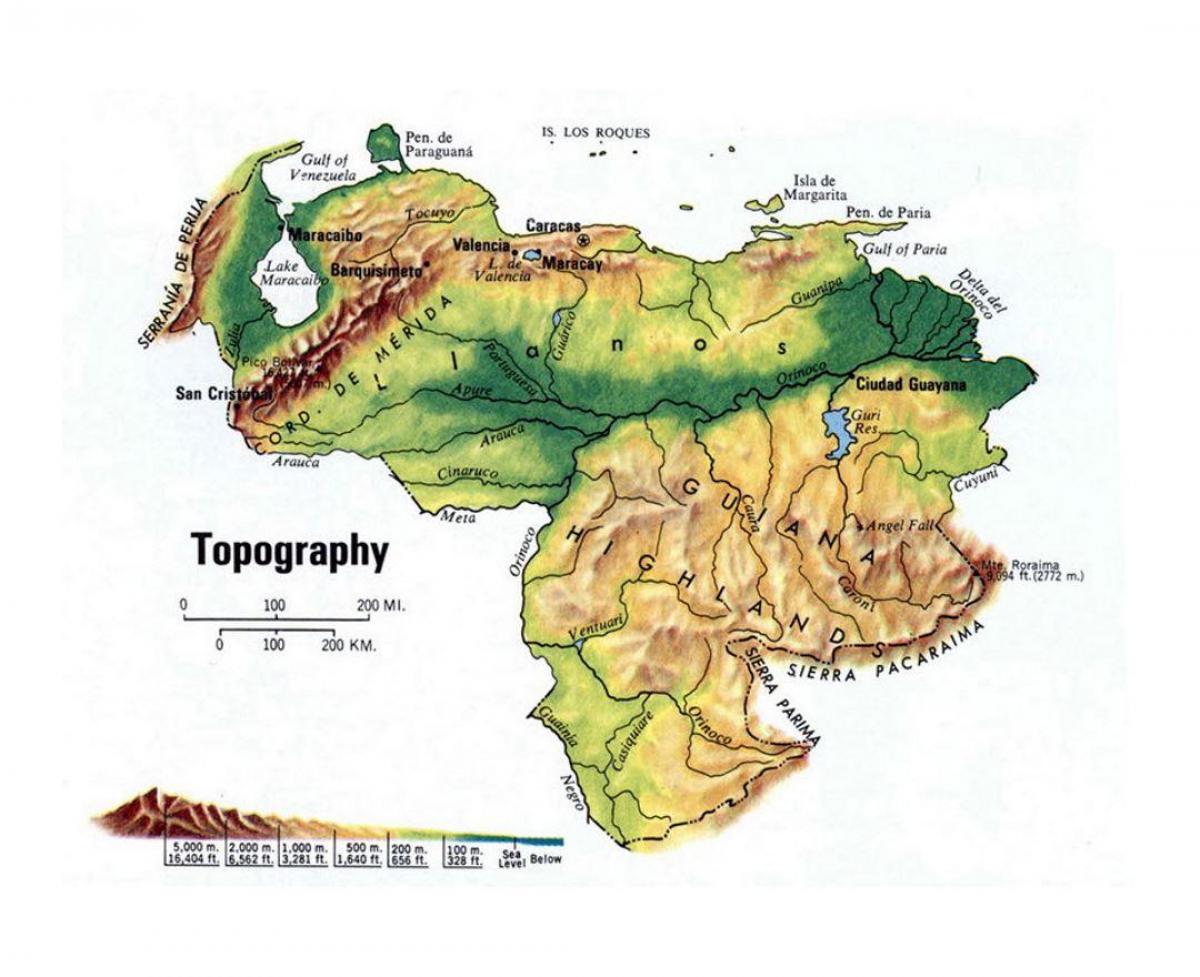 kaart venezuela topograafiline