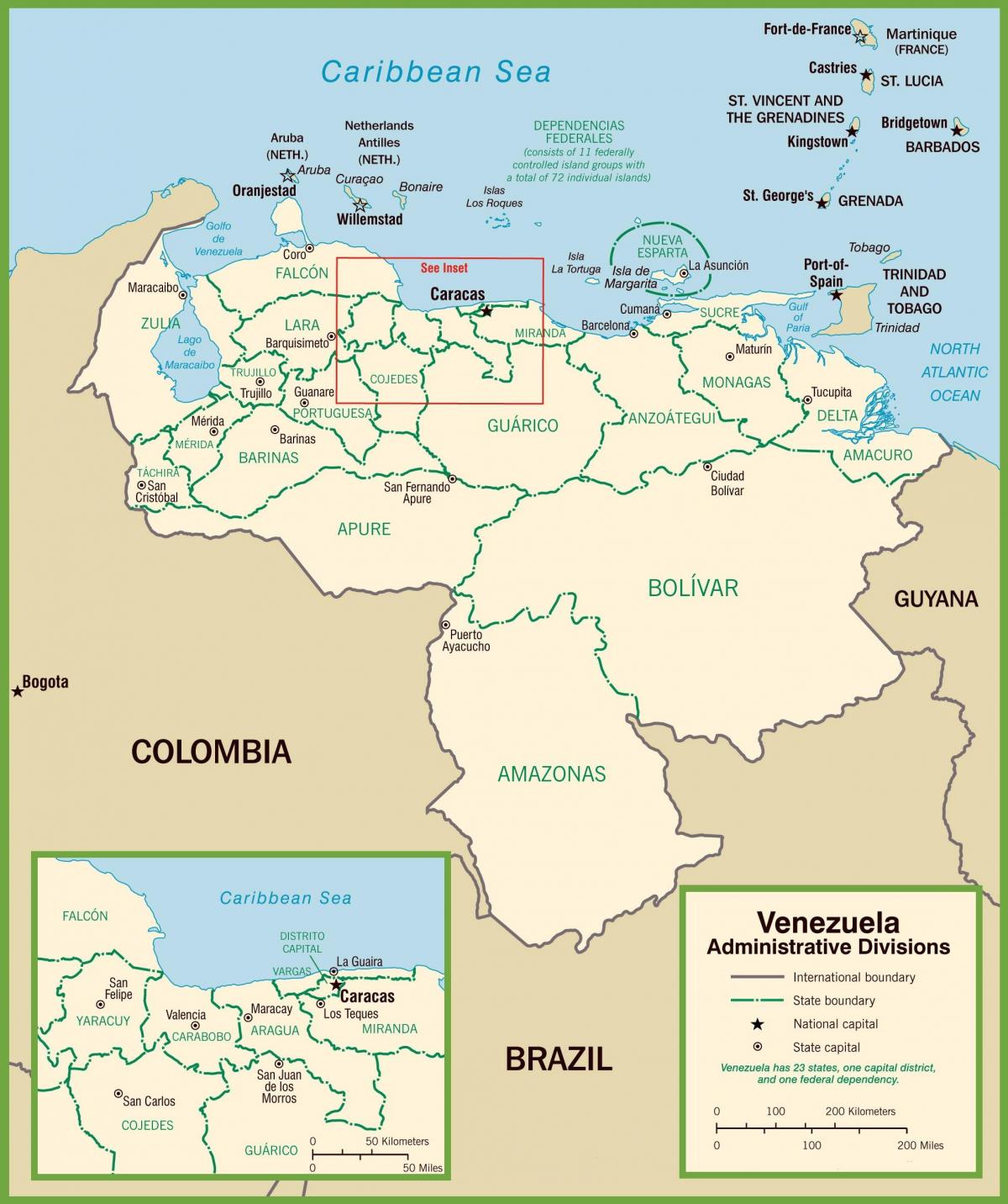 kaart venezuela poliitilistest